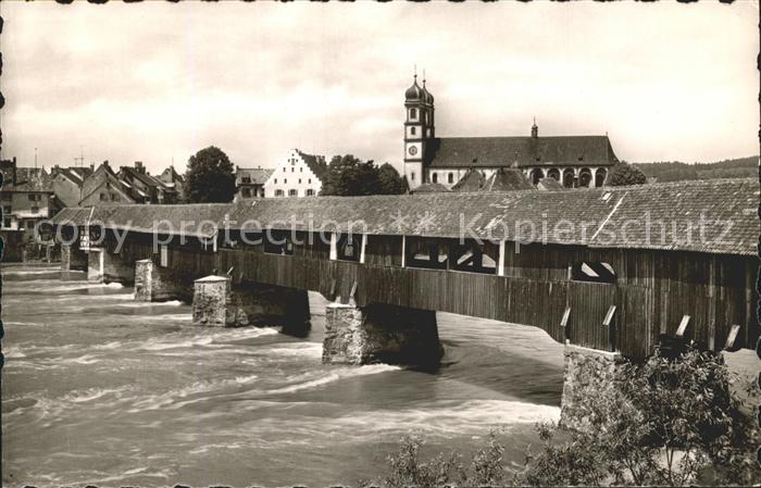 Saeckingen Bad Rheinbruecke mit Muenster Holzbruecke
