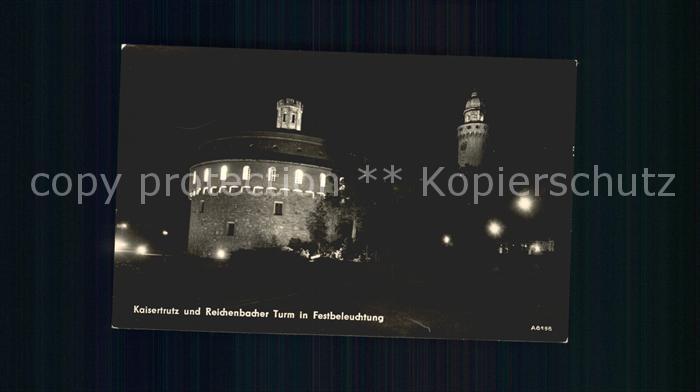 Goerlitz Sachsen Kaisertrutz Reichenbacher Turm in Festbeleuchtung