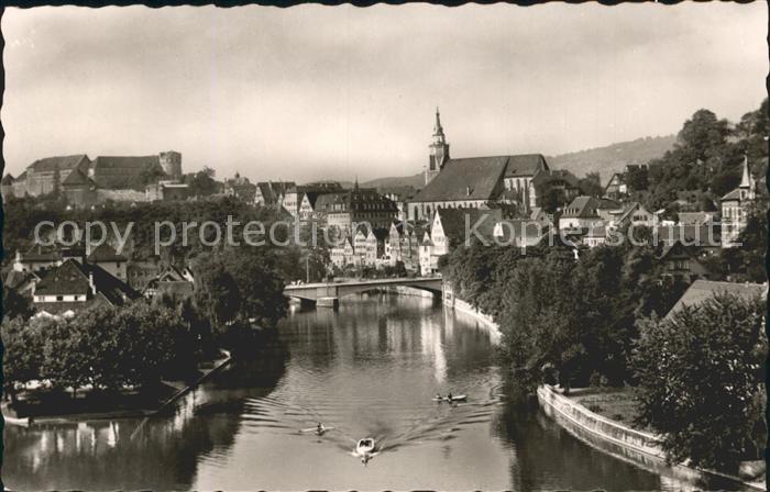 TueBINGEN BW Blick auf Schloss und Stiftskirche Neckar Bruecke Universitaetsstad