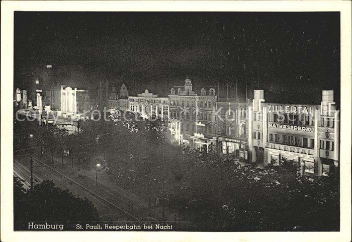 St Pauli Reeperbahn bei Nacht