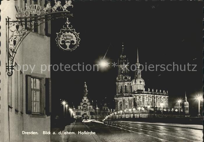 DRESDEN Elbe Blick auf ehemalige Hofkirche bei Nacht vor der Zerstoerung 1945