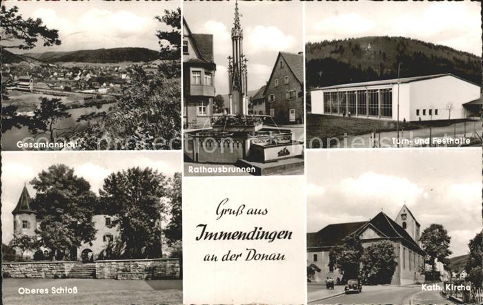 Immendingen Gesamtansicht Rathausbrunnen Turnhalle Festhalle Kirche Schloss