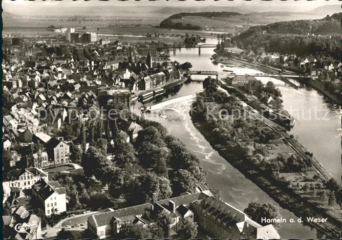 Hameln Weser Weser Bruecke Fliegeraufnahme