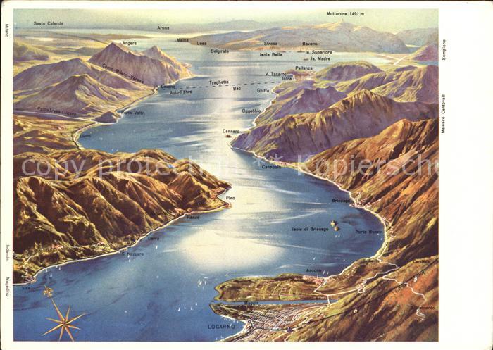 Lago Maggiore Panoramakarte Sesto Calende Cannero Pallanza