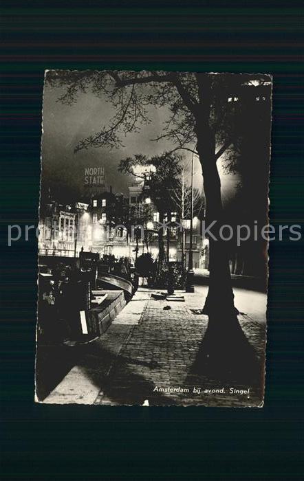 Amsterdam Niederlande Singel bei Nacht
