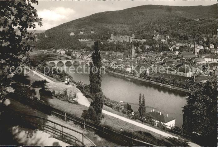 Heidelberg Neckar Blick vom Heiligenberg auf Schloss und Stadt