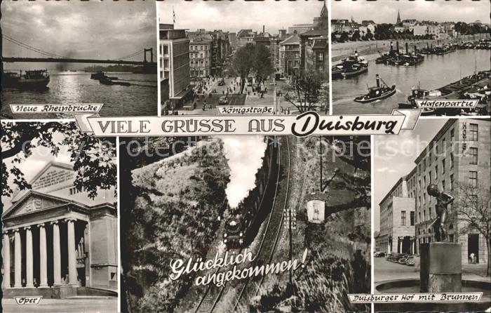 Duisburg Ruhr Rheinbruecke Koenigstrasse Hafen Hotel Duisburger Hof Brunnen Oper