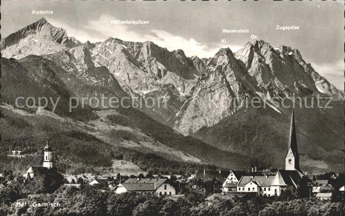 GARMISCH-PARTENKIRCHEN Bayern Ortsansicht mit Kirche Zugspitze Wettersteingebirg