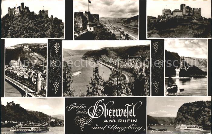 Oberwesel Rhein und Umgebung Hotel Deutsches Haus Burg Pfalz Loreley Weingebiet