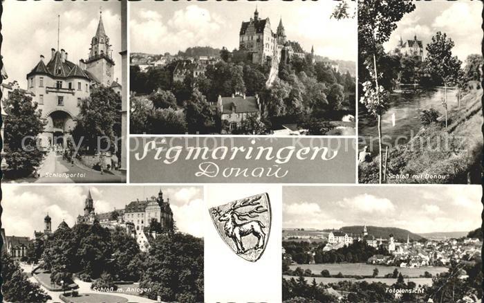 Sigmaringen Schloss Anlagen Donau Totalansicht Wappen