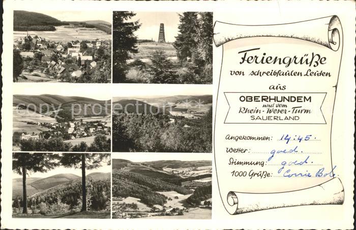 Oberhundem Teilansichten Panorama Sauerland Rhein Weser Turm