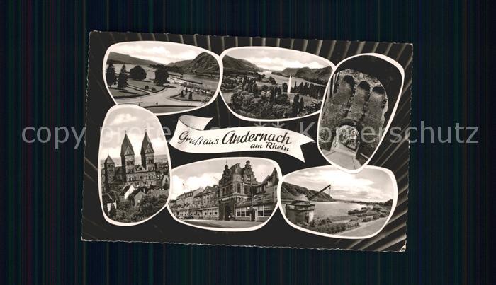 Andernach Rhein Rheinland-Pfalz Pfarrkirche Sprudelinsel Alte Kran Burgruine Tor