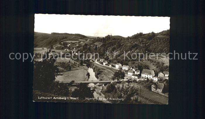Arnsberg Westfalen Panorama Jaegerbruecke und Kreuzberg Luftkurort