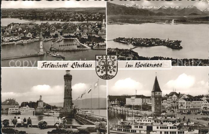 Lindau Bodensee Panorama Ferieninsel Leuchtturm Hafen Faehre Alpenpanorama