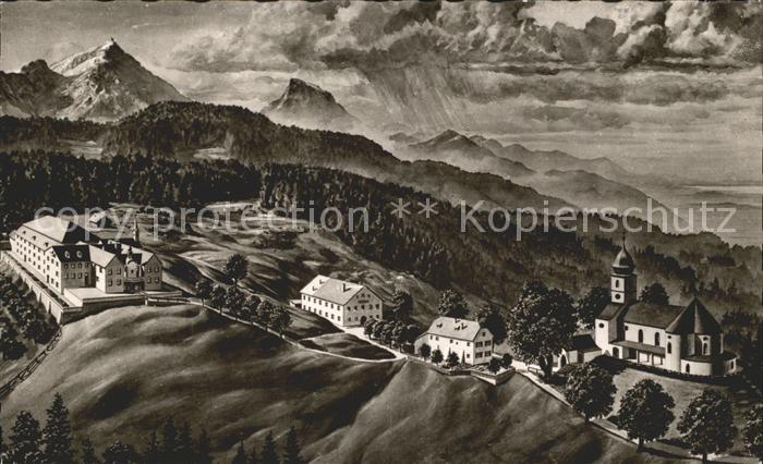 Maria Eck Kloster aus der Vogelperspektive Bromsilber