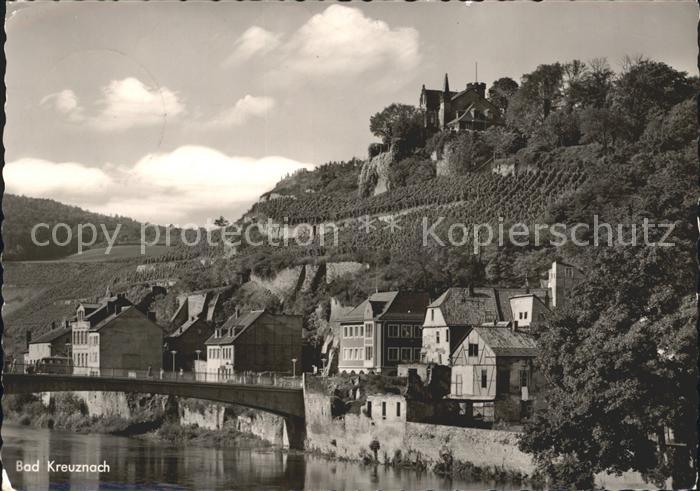 Bad Kreuznach Bruecke Blick zur Kauzenburg