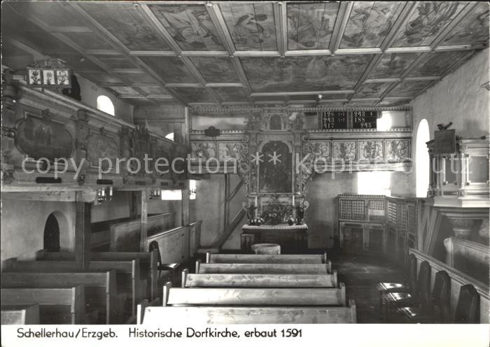 Schellerhau Historische Dorfkirche erbaut 1591 Handabzug