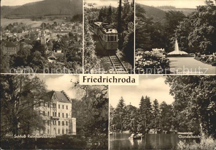 Friedrichroda Total Thueringer Waldbahn Springbrunnen Gondelteich Schloss Reinha