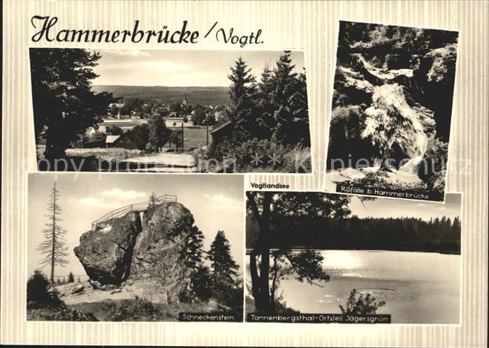 Hammerbruecke Rissfaelle Wasserfall Tannenbergsthal Jaegersgruen See Schneckenst
