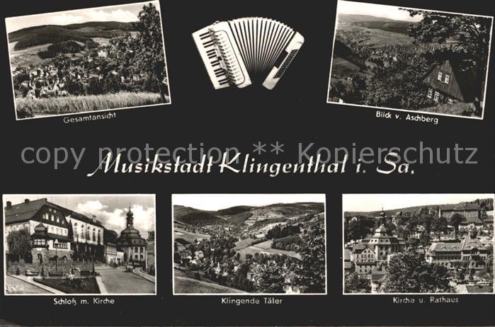 Klingenthal Vogtland Gesamtansicht Musikstadt Instrument Schloss Kirche Rathaus