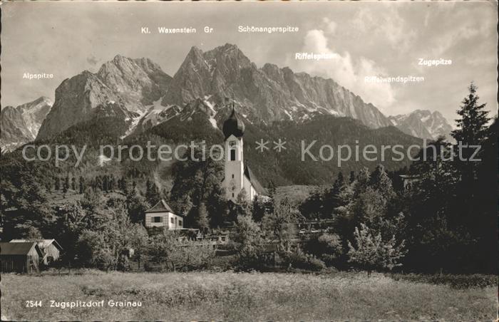 Grainau Ortsansicht mit Kirche Zugspitze Wettersteingebirge