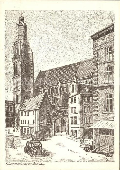 Breslau Niederschlesien Elisabethkirche Kuenstlerkarte