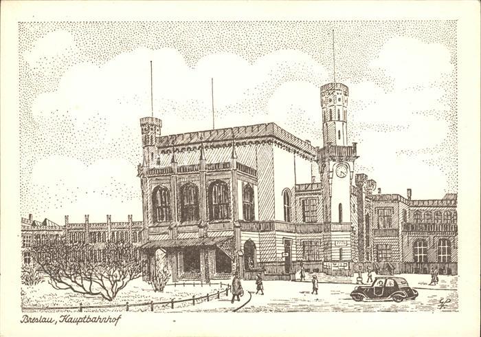 Breslau Niederschlesien Hauptbahnhof Kuenstlerkarte