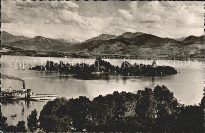 Frauenchiemsee Insel Dampfer Alpenpanorama