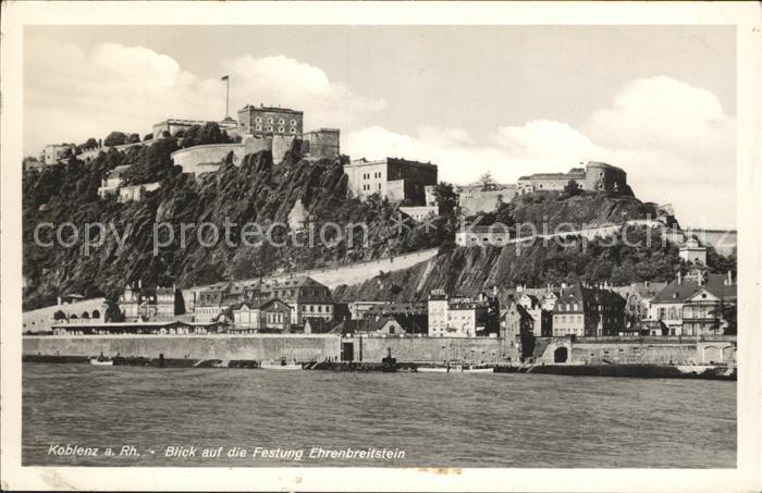 Koblenz Rhein Blick auf Festung Ehrenbreitstein