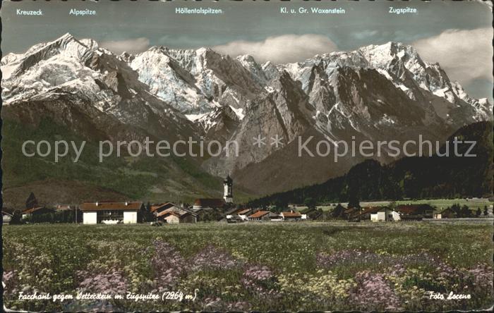 Farchant Gesamtansicht mit Wetterstein und Zugspitze