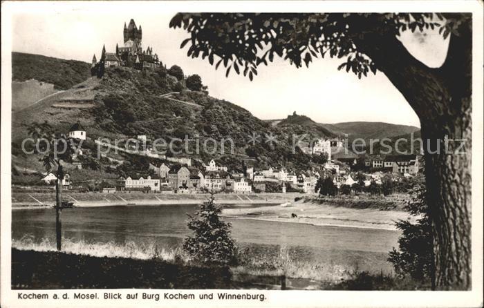 Cochem Mosel Blick auf Burg Kochem und Winnenburg