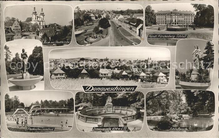 Donaueschingen Stadtkirche Schloss Park Donauquelle Schwimmbad Brunnen Skulptur