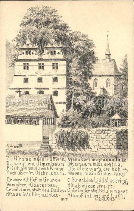 Hirsau Kuenstler Steinzeichnung J. Luz Serie I Gedicht Uhland