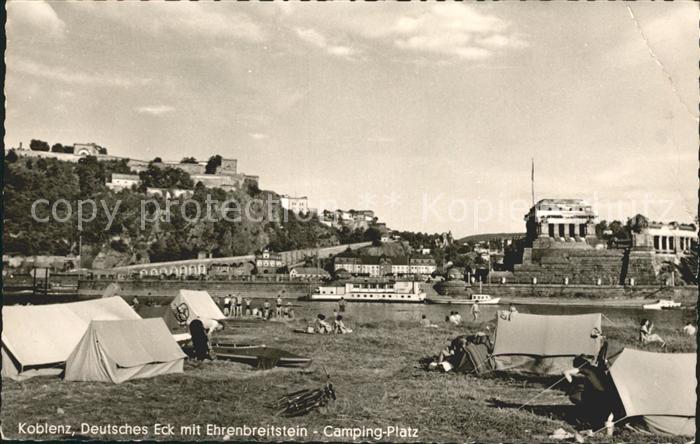 Koblenz Rhein Deutsches Eck mit Ehrenbreitstein Camping Platz