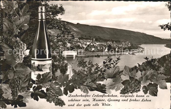 Winningen Mosel Panorama Weinanbaugebiet Weinflasche Glas Spruch