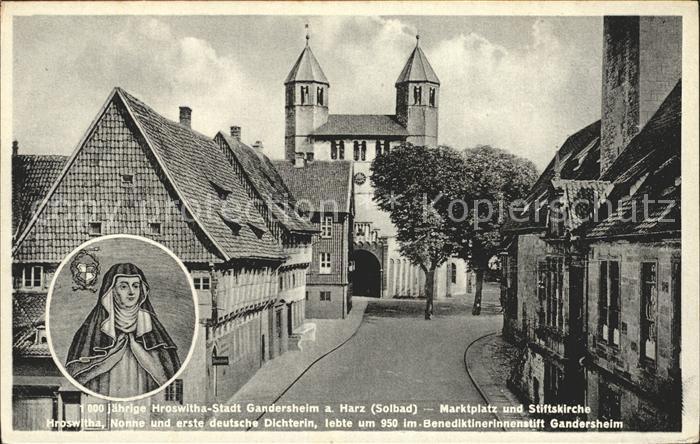 Gandersheim Bad 1000jaehrige Hroswitha Stadt Nonne Marktplatz Stiftskirche