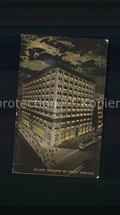 Chicago Illinois Hearst Building Madison Street Market Street Moonight