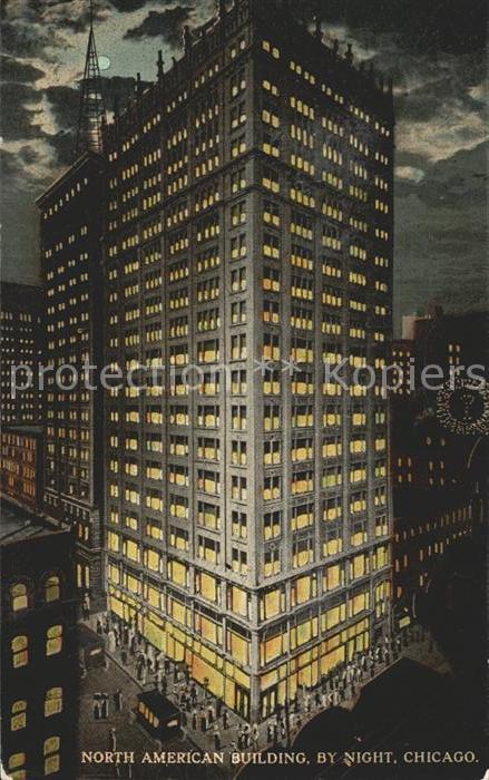 Chicago Illinois North American Building Skyscraper by night Moonlight