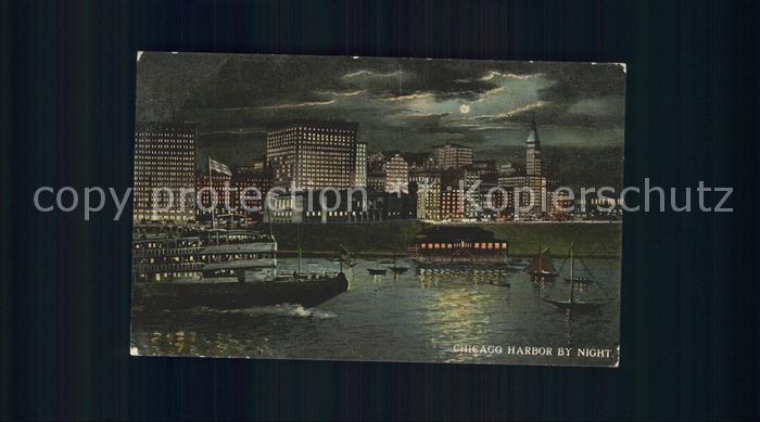 Chicago Illinois Harbor by night Moonlight