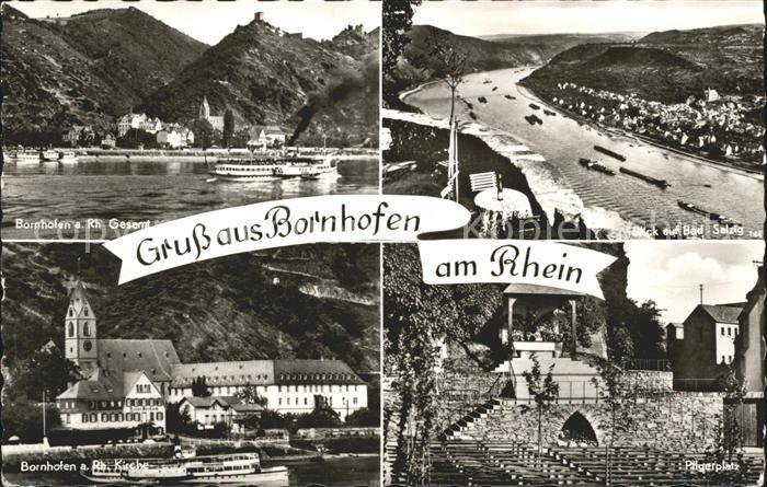 Bornhofen Kamp Rhein Dampfer Blick auf Bad Salzig Kirche Pilgerplatz