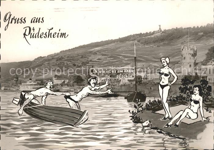 Ruedesheim Rhein Oh wie ist es am Rhein so schoen Badenixen Kuenstlerkarte