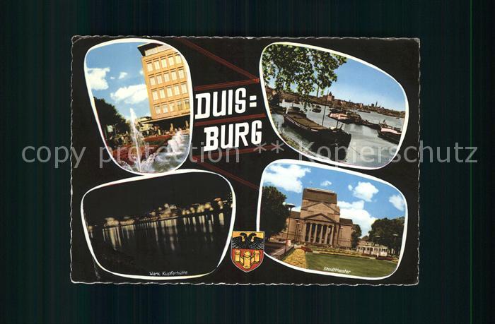 Duisburg Ruhr Werk Kupferhuette Stadttheater Springbrunnen Kahn Binnenschifffahr