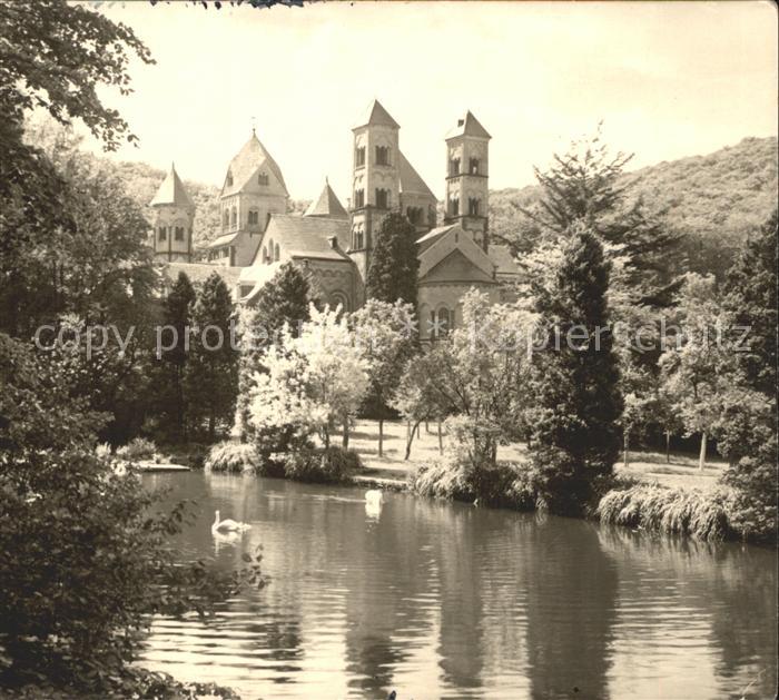 Maria Laach Glees Blick vom Schwanenweiher Handabzug