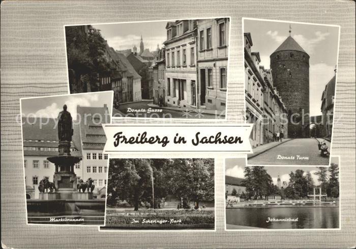 Freiberg Sachsen Marktbrunnen Donats Gasse Turm Park Schwimmbad