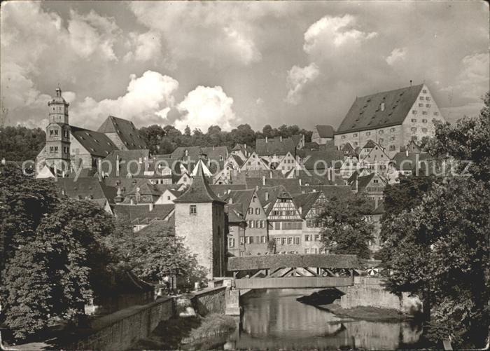 Schwaebisch Hall Blick von der Mauerstrasse Michaelskirche Kornhaus