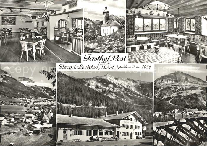 Steeg Tirol Gasthof Post Kirche Alpenpanorama