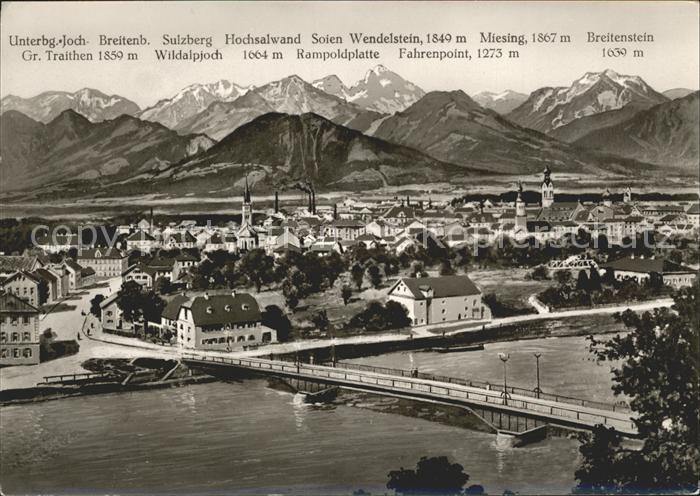 Rosenheim Bayern Panorama Inn Bruecke Alpen Bromsilber