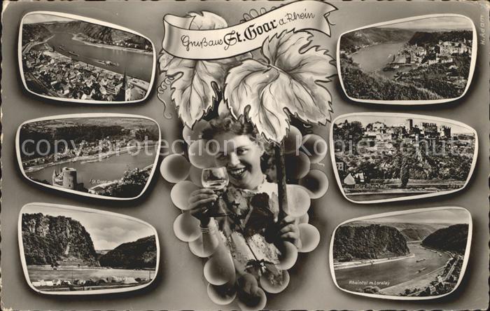 St Goar Rheinpartien Teilansichten mit Burgen