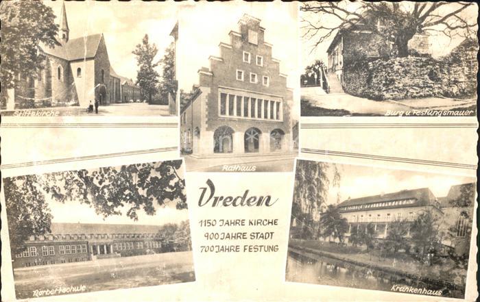 Vreden Stiftskirche Burg Festungsmauer Rathaus Norbertschule Krankenhaus