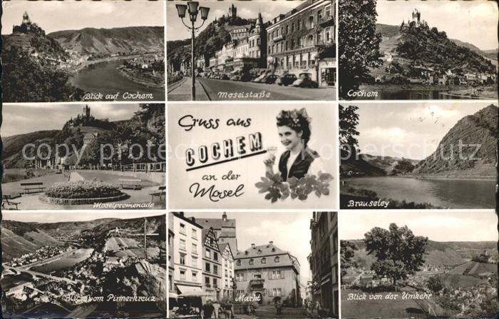 Cochem Mosel Moselstr Promenade Brauseley Blick vom Pirnerkreuz Markt Blick von